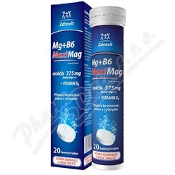 MaxiMag Hořčík 375mg+B6 20 šumivých tablet