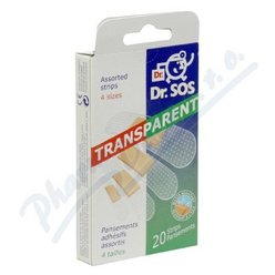 Náplasti Dr.SOS Transparent.voděod.elast. mix 20ks Náplasti Dr.SOS Transparent.voděod.elast. mix 20ks