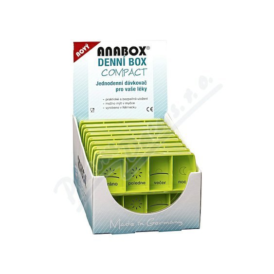 Dávkovač na léky - zelený ANABOX denní box COMPACT