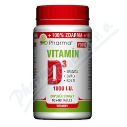 Vitamín D3 Forte 1000 I.U. tbl.90+90 Bio-Pharma Vitamín D3 Forte 1000 I.U. tbl.90+90 Bio-Pharma