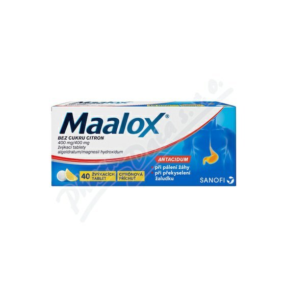 Maalox bez cukru citron 400mg/400mg tbl.mnd.40
