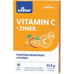 Vitar Vitamin C+zinek pomeranč tbl.30