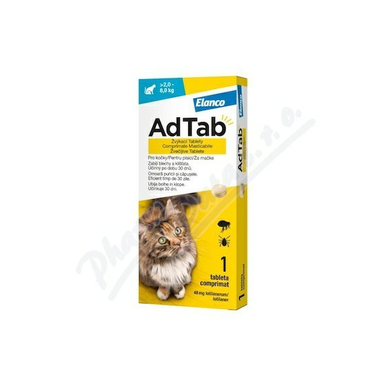 AdTab 48mg žvýkací tablety pro kočky >2-8kg 1ks